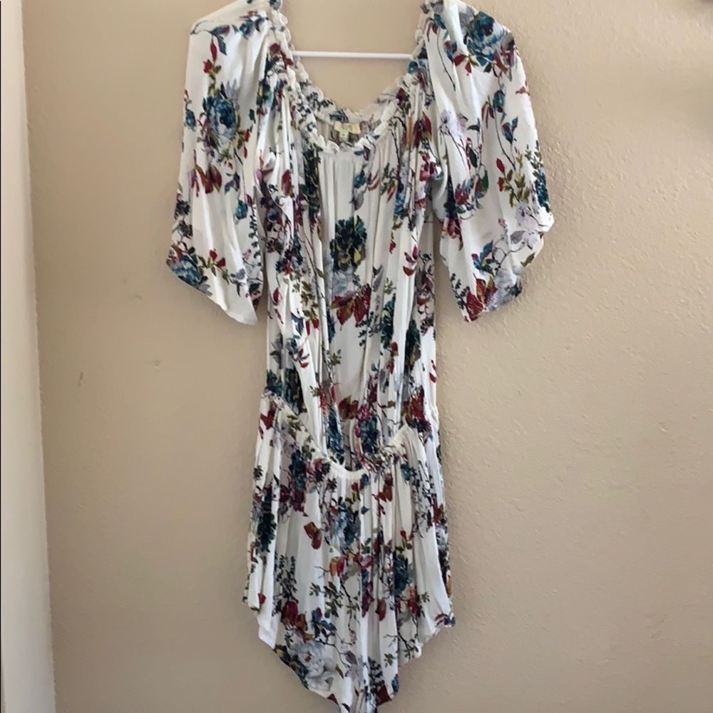 White Romper with floral print